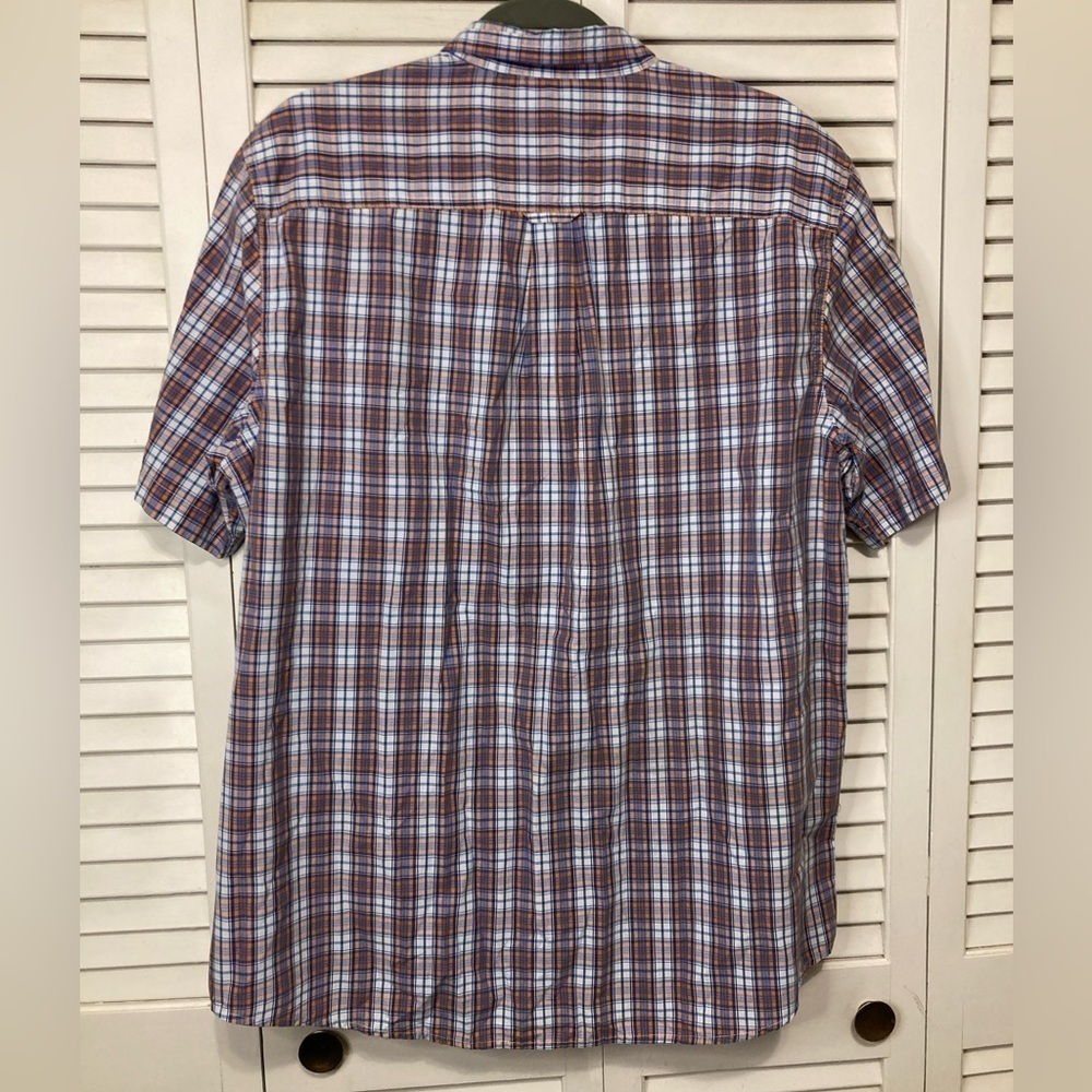 Mens Chaps Blue And Orange Plaid Button Down Shirt Size Medium - Picture 4 of 9